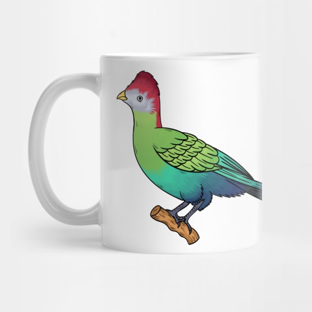 Red-crested turaco bird cartoon illustration by Cartoons of fun